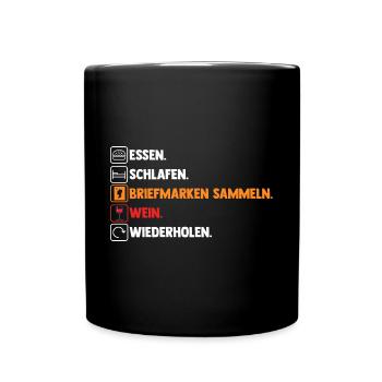Wein Philatelie Briefmarkensammlung Briefmarkensam - Tasse einfarbig - Schwarz - Vorne