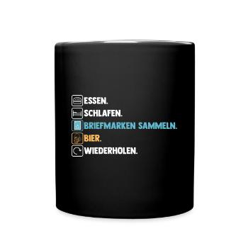 Bier Philatelie Briefmarkensammlung Briefmarkensam - Tasse einfarbig - Schwarz - Vorne