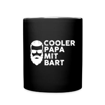 Papa Vater Bärtig Bartträger Schnurrbart Bart - Tasse einfarbig - Schwarz - Vorne