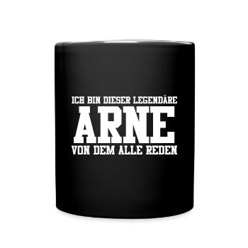 Arne Name Design - Tasse einfarbig - Schwarz - Vorne