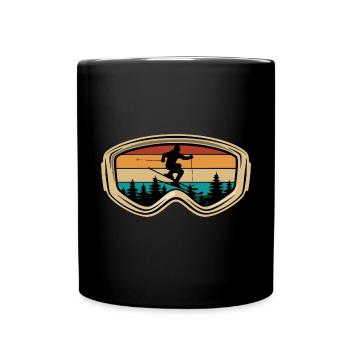 Ski, lunettes de ski, après-ski, sports d'hiver, vacances au ski - Mug uni - noir - Devant