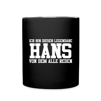 Hans Name Design - Tasse einfarbig - Schwarz - Vorne