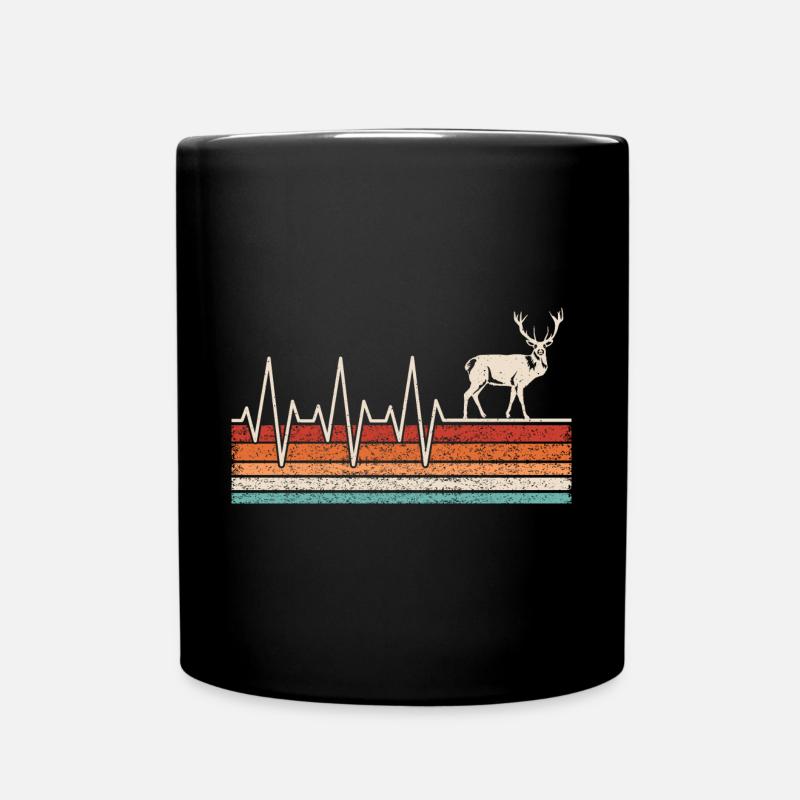 Hirsch Herzschlag - Tasse einfarbig - Schwarz