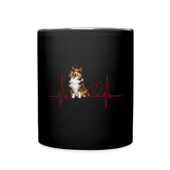Heartbeat Gift for Dogs - Full Colour Mug - black - Front