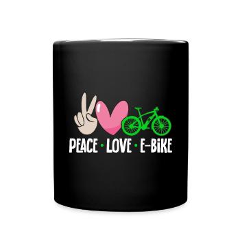 Electric Bike Cycling Biker E-Bike - Full Colour Mug - black - Front