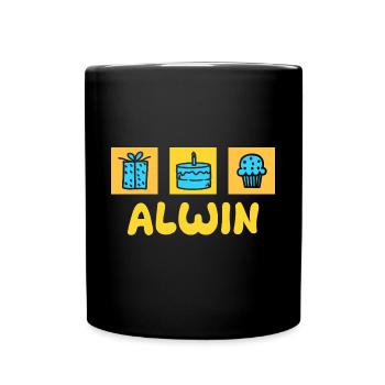 First name Alwin - Full Colour Mug - black - Front