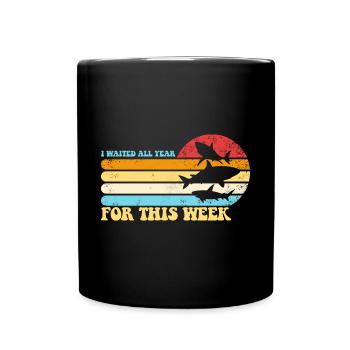 Ich habe das ganze Jahr auf diese Woche Retro Shar - Tasse einfarbig - Schwarz - Vorne