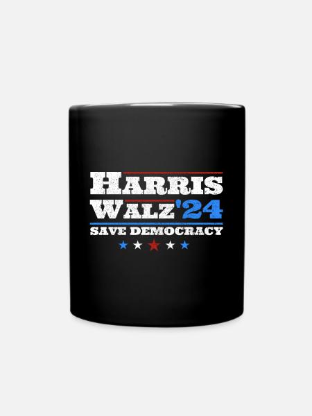 Kamala Harris & Tim Walz 2024 Support Vintage - Tasse einfarbig - Schwarz