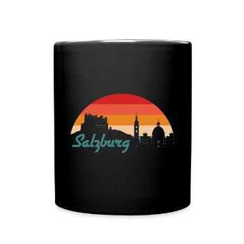 Salzburg Stadt Silhouette Vintage Look - Tasse einfarbig - Schwarz - Vorne