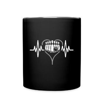 Herzschlag Bowling Bowlingspieler - Tasse einfarbig - Schwarz - Vorne