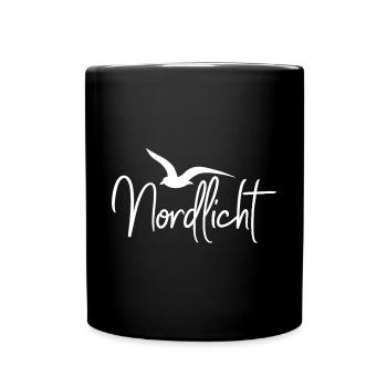 Nordlicht mit Möwe - weiß - Tasse einfarbig - Schwarz - Vorne