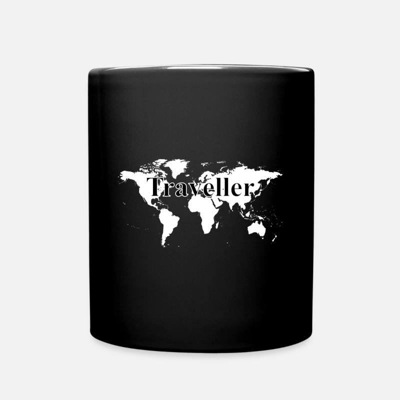 Traveler Worldmap Gift - Full Colour Mug - black