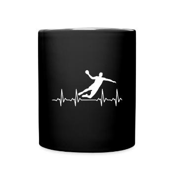 Herzschlag Handball Sport - Tasse einfarbig - Schwarz - Vorne