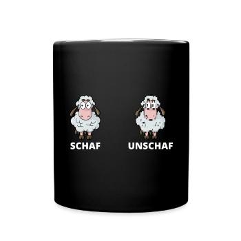 Schäfchen Schaf Unschaf Schafbock Schaffell - Tasse einfarbig - Schwarz - Vorne