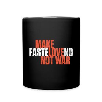 Make Fastelovend Love not war Karneval - Tasse einfarbig - Schwarz - Vorne