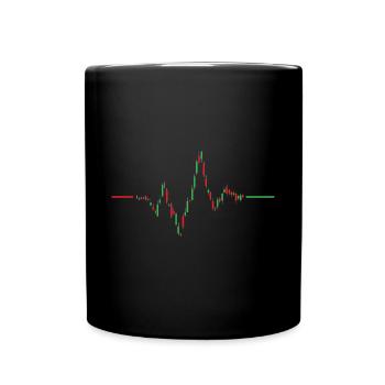 Herzschlag Aktien Chart - Tasse einfarbig - Schwarz - Vorne