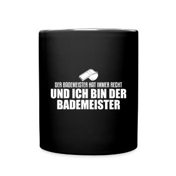 Schwimmbad Bademeister Geschenk - Tasse einfarbig - Schwarz - Vorne