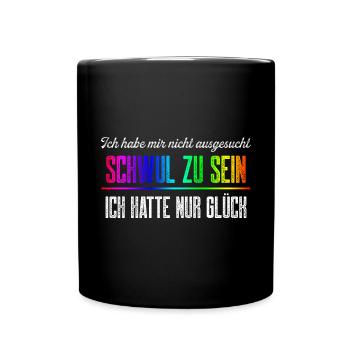 Glück Schwul zu sein / CSD Gay pride Design - Tasse einfarbig - Schwarz - Vorne