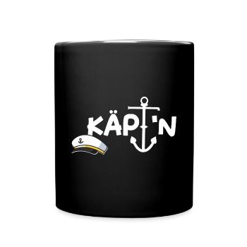 Käptn Kapitän Skipper Bootsführer Segelboot - Tasse einfarbig - Schwarz - Vorne