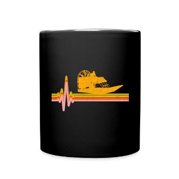 Airboat Fanboat Airboating Swamp Boat Heartbeat - Full Colour Mug - black - Front
