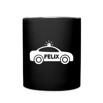 Felix Polizei Vorname Baby Geburtstagsgeschenk - Tasse einfarbig - Schwarz - Vorne