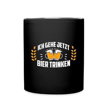 Bier trinken Saufen Party Urlaub Feiern Alkohol - Tasse einfarbig - Schwarz - Vorne