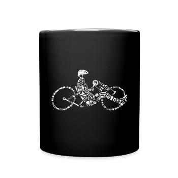 Handbike Kalligraphie Kunst Fahrrad Dreirad - Tasse einfarbig - Schwarz - Vorne