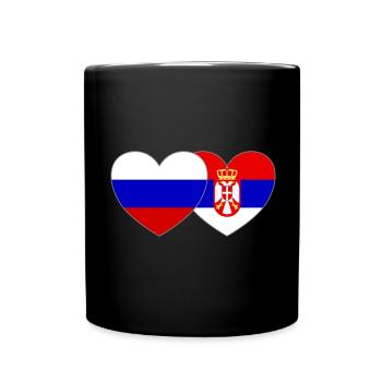 Russie Serbie Drapeau Cœur - Mug uni - noir - Devant