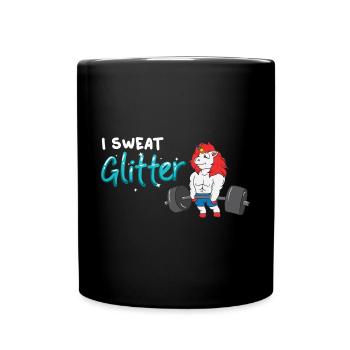Einhorn Muskel Workout Fitness Training Sport - Tasse einfarbig - Schwarz - Vorne