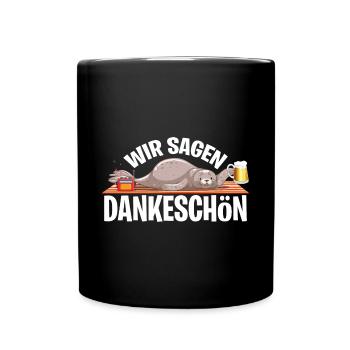 Dankeschön, Faultier, Bier, Spruch, Cartoon Lustig - Tasse einfarbig - Schwarz - Vorne