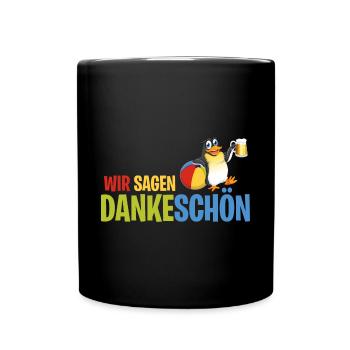 Dankeschön, Pinguin, Bier, Spruch, Cartoon, Lustig - Tasse einfarbig - Schwarz - Vorne