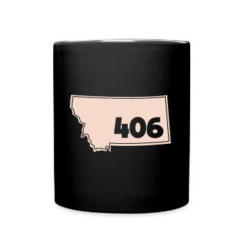 Vorwahl Montana Kartendesign für stolze Montaner - Tasse einfarbig - Schwarz - Vorne