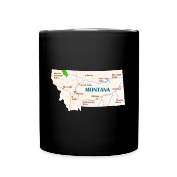 Montana Map Design für stolze Montaner - Tasse einfarbig - Schwarz - Vorne