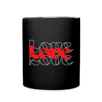 LIEBE, LIEBE, LIEBE. Liebe in Rot und Weiß. - Tasse einfarbig - Schwarz - Vorne