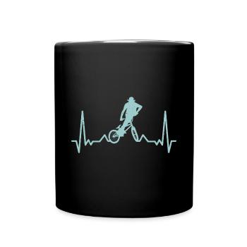 Retro BMX Heartbeat - Tasse einfarbig - Schwarz - Vorne