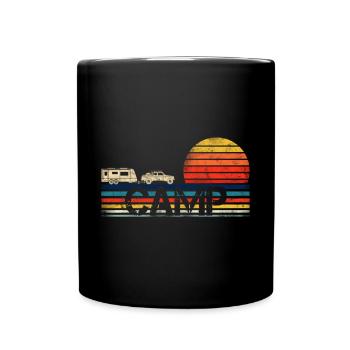 Camping Wohnmobil Vintage im Wohnwagen Caravan - Tasse einfarbig - Schwarz - Vorne