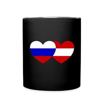 Russie Autriche Flag Coeur - Mug uni - noir - Devant