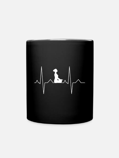 Meditation Meditieren Yoga Joga Herzschlag - Tasse einfarbig - Schwarz