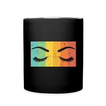 Vintage Artwork Eyelashes Distressed Make Up - Full Colour Mug - black - Front