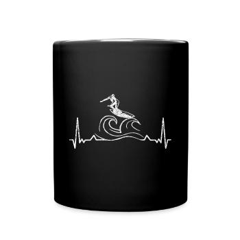 Coole Kunst Des Surfenden Wellen-herzschlags Für - Tasse einfarbig - Schwarz - Vorne