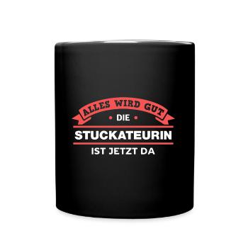 Stuckateurin Design für stolze Handwerker - Tasse einfarbig - Schwarz - Vorne