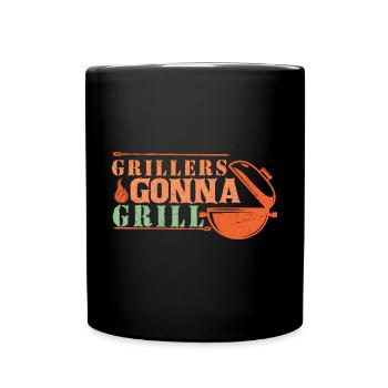 Lustiger Grill-Spruch I Grillen Motiv - Tasse einfarbig - Schwarz - Vorne
