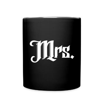 Mrs. Matching Couple Engagement Wedding Honeymoon - Full Colour Mug - black - Front
