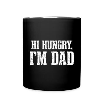 Hallo hungrig, ich bin Papa - Tasse einfarbig - Schwarz - Vorne