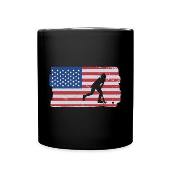 American Flag Field Hockey Lover Sports Stick Defe - Full Colour Mug - black - Front