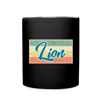 Lion Retro Look – King of the Animals Shirt - Full Colour Mug - black - Front