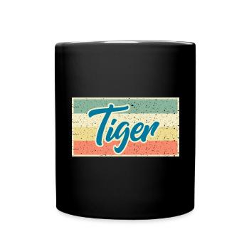 Tiger Retro Shirt – Strength & Elegance - Full Colour Mug - black - Front
