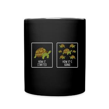 Tortoise Fan Turtle Funny How It Started How It's - Tasse einfarbig - Schwarz - Vorne