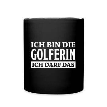 Golferin Minigolf Golf Spruch Golferin Geschenk - Tasse einfarbig - Schwarz - Vorne