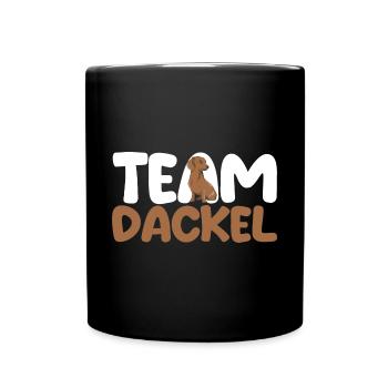 Hund Team Dackel - Tasse einfarbig - Schwarz - Vorne